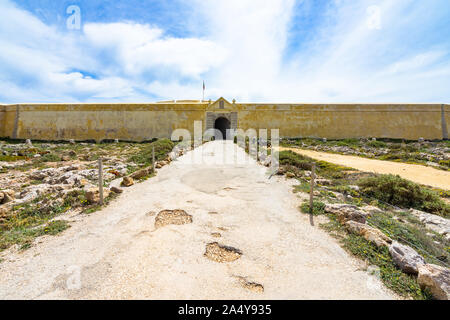 Haupteingang der Festung von Sagres (Fortaleza de Sagres, Algarve, Portugal Stockfoto