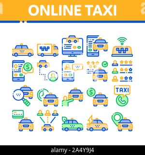 Online Taxi Sammlung Elemente Icons Set Vector Stock Vektor