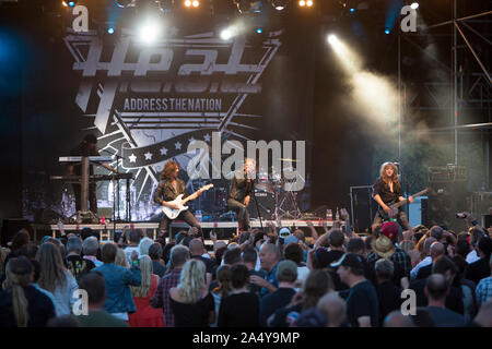 Väsbygruppen H.E.A.T. führt während der väsby Rock Festival. Upplands Vasby, Schweden. Stockfoto