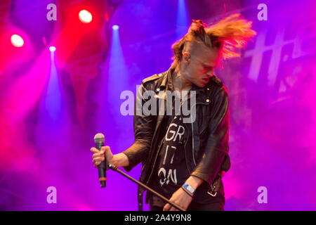 Väsbygruppen H.E.A.T. führt während der väsby Rock Festival. Upplands Vasby, Schweden. Stockfoto