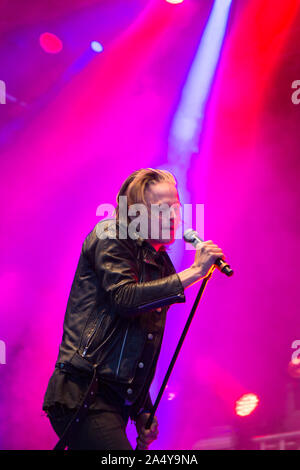 Väsbygruppen H.E.A.T. führt während der väsby Rock Festival. Upplands Vasby, Schweden. Stockfoto