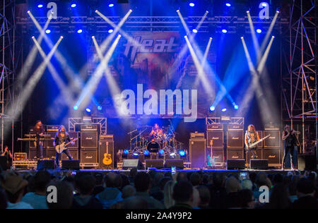 Väsbygruppen H.E.A.T. führt während der väsby Rock Festival. Upplands Vasby, Schweden. Stockfoto