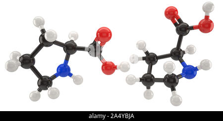 Proline Molekül Struktur 3d Illustration mit Freistellungspfad Stockfoto