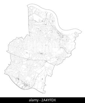 Sat-Blick auf den Londoner Stadtteilen, Karte und Straßen von Bexley Borough. England Stock Vektor