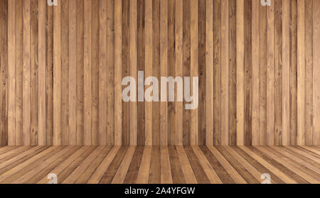 Alte Holz- Zimmer ohne Möbel - 3D-Rendering Stockfoto