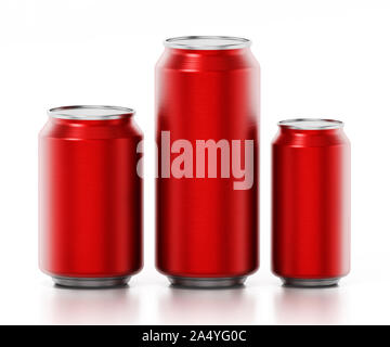 Rot Aluminium soda Kanister auf weißem Hintergrund. 3D-Darstellung. Stockfoto