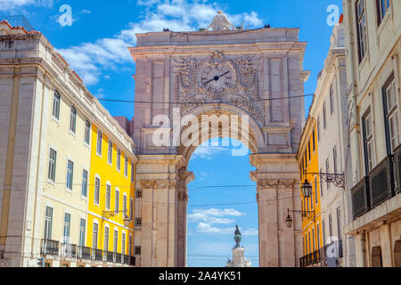 Triumphbogen Arco da Rua Augusta in Lissabon Stockfoto