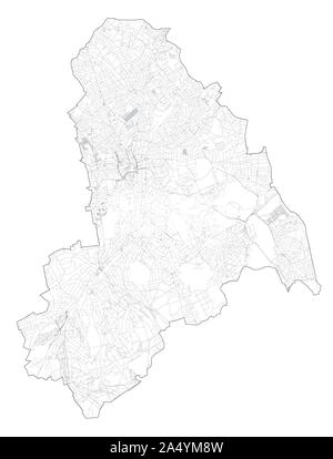 Sat-Blick auf den Londoner Stadtteilen, Karte und Straßen von Croydon Borough. England Stock Vektor