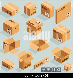 Pappe braune Kartons Stock Vektor