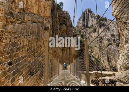 Caminito del Rey Einrichtungen aktiviert für Abenteuer Wanderer. Malaga, Andalusien, Spanien. April Oct 2017 Stockfoto