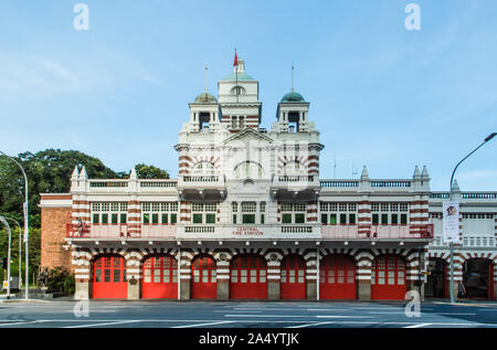 Singapur-18 Nov 2017: Singapur Feuerwache Altbau Fassade Tag anzeigen Stockfoto