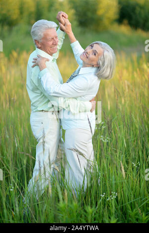 Porträt der Schönen senior Paar tanzen im Sommer Park Stockfoto