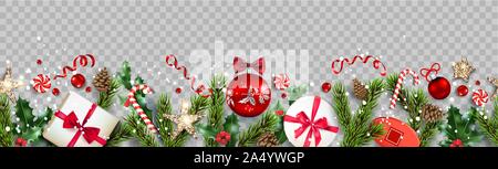 Festliche Komposition mit Fir Tree Branches isoliert. Stock Vektor