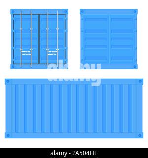 Versand Frachtcontainer. Blau intermodalen Container. Einstellen Stock Vektor