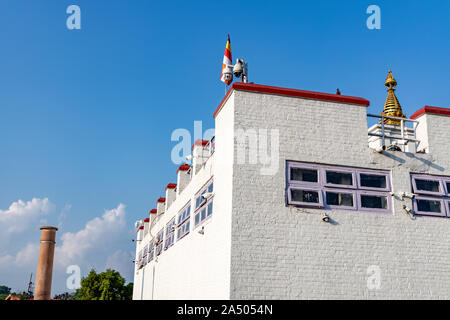 Heilige Maya Devi Tempel und Ashoka Säule in Lumbini. Stockfoto