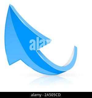 Bis 3d-Pfeil. Blaues Schild mit der Reflexion Stock Vektor