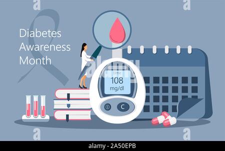 Diabetes ßtsein Monat November in den USA. American National Health care Veranstaltung. Stock Vektor