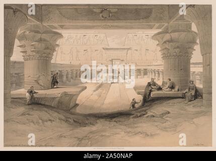 Ägypten und Nubien: Band I, Nr. 32, Ansicht von unterhalb der Vorhalle des Tempels von Edfou, Oberägypten, 1838. Stockfoto