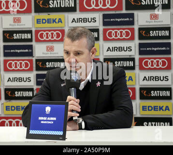 Ingolstadt, Bayern, Deutschland. 13 Okt, 2019. headcoach Serge AUBIN (Berlin), die Deutsche Eishockey Liga DEL, ERC Ingolstadt vs Eisbaeren unterlagen Berlin, Ingolstadt, Saturn Arena, Oct 13, 2019, Quelle: Wolfgang Fehrmann/ZUMA Draht/Alamy leben Nachrichten Stockfoto