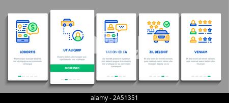 Online Taxi Onboarding Elemente Icons Set Vector Stock Vektor
