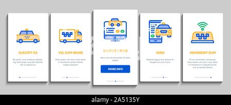 Online Taxi Onboarding Elemente Icons Set Vector Stock Vektor