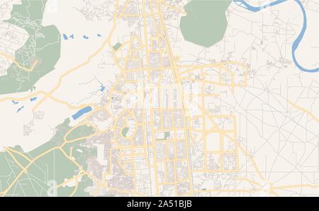 Druckbare Karte von Faridabad, Haryana, Indien. Karte Vorlage für die geschäftliche Nutzung. Stock Vektor