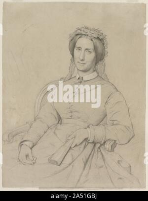 Madame Hippolyte Flandrin (Aim &#xe9;e Ancelot), 1869. Paul Flandrin zeichnete diese präzise Graphit Porträt der Witwe seines Bruder Hippolyte, Ziel&#xe9;e Ancelot, wenige Jahre nach dem Tod von Hippolyte. Die flandrin Brüder waren beide Schüler des Malers Jean-Auguste-Dominique Ingres (1780-1867), der für seine eigene, sehr präzise und technisch erreicht Graphit Porträts bekannt war. In der Tat, irgendwann eine falsche Signatur von Ingres Name auf der linken Seite der Zeichnung, wo es noch sichtbar ist. Paul's Bruder, Hippolyte, wird in der Ausstellung durch eine Graphit Studie in Vorbereitung, vertreten Stockfoto