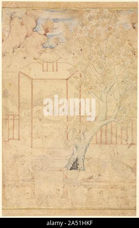 Meister und Schüler in einem Garten Pavillion; einzelne Seite Illustration, C. 1570-1590 s. Stockfoto