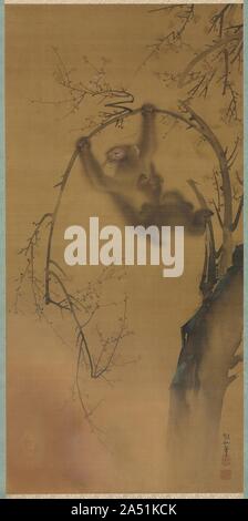 Affen in einem Kirschbaum, 1615-1868. Stockfoto