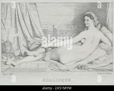 Odalisque, 1825. Ingres und Th&#xe9;odore Chass&#xe9;Riau ausgeführt diese Lithographien zu vervielfältigen und veröffentlichen wichtige Bilder, die Sie zuvor gemalt hatte. Aber die Lithographien sind auch Experimente mit einer unbekannten Medium, aber beide Künstler versichert Bauzeichnen machen die Drucke erfolgreich. Stockfoto