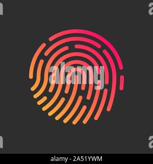Fingerprint Symbol auf dem dunkelgrauen Hintergrund. Stock Vektor