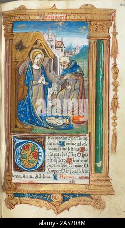 Gedruckte Buch der Stunden (Gebrauch von Rom): fol. 34 r, die Geburt Christi, 1510. Stockfoto