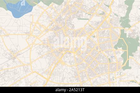 Druckbare Karte von Gurgaon, Haryana, Indien. Karte Vorlage für die geschäftliche Nutzung. Stock Vektor