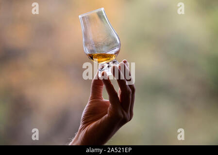 Embargo auf 0001 Freitag, 18. Oktober ein 12-jähriger Highland Single Malt Whisky ist in der probierstube an deanston Destillerie in Doune getestet. Stockfoto