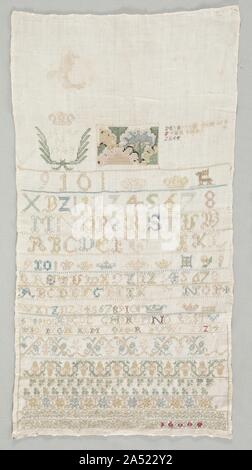 Sampler, 1742. Stockfoto