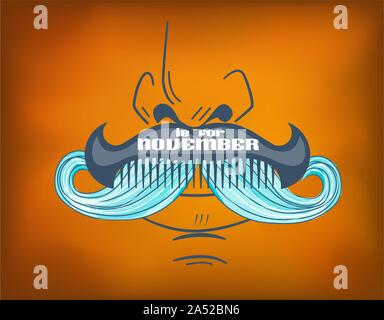 Banner für SStsein Monat November Prostatakrebs. Männer im Gesundheitswesen Konzept Schnurrbart Saison Stock Vektor