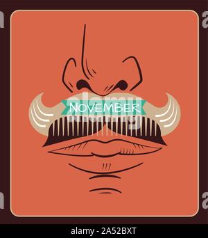 Bannerfor ßtsein Monat November Prostatakrebs. Männer im Gesundheitswesen Konzept Schnurrbart Saison Stock Vektor