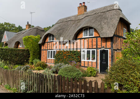 Attraktive, typisch Englisch, Reetdachhäuser, Ampthill, Bedfordshire, Großbritannien Stockfoto