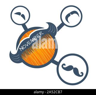Symbol für SStsein Monat November Prostatakrebs. Männer im Gesundheitswesen Konzept Schnurrbart Saison Stock Vektor