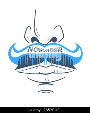 Symbol für SStsein Monat November Prostatakrebs. Männer im Gesundheitswesen Konzept Schnurrbart Saison Stock Vektor