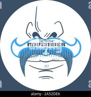 Symbol für SStsein Monat November Prostatakrebs. Männer im Gesundheitswesen Konzept Schnurrbart Saison Stock Vektor