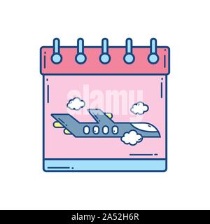 Kalendererinnerung reisen Luftverkehr Flughafen Vector Illustration Stock Vektor