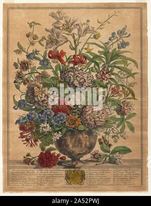 Zwölf Monate der Blumen: Juli, 1730. Stockfoto