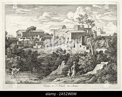 Blick von San Vitale, Rom, C. 1810. Stockfoto