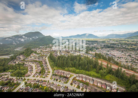 Luftaufnahme von Chilliwack, British Columbia. Stockfoto
