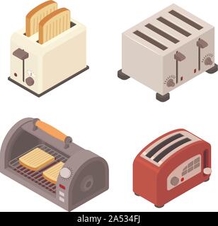 Toaster Symbole gesetzt. Isometrische Satz von Toaster Vector Icons für Web Design auf weißem Hintergrund Stock Vektor