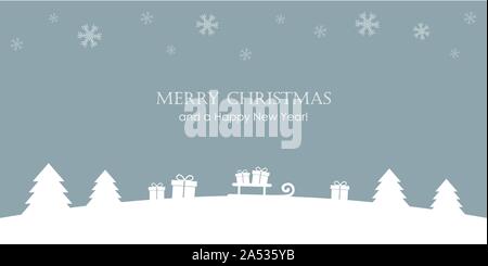 Weihnachten Grußkarten mit Tannen Geschenke und Schneefall Vektor-illustration EPS 10. Stock Vektor