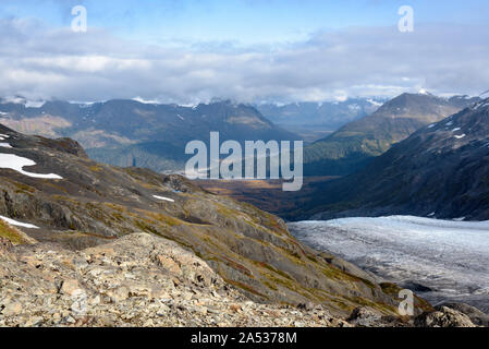 Blick auf Exit Glacier, Harding Icefield, Kenai Fjords National Park Seward, Alaska, United States Stockfoto