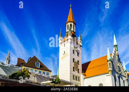 Blick auf das alte Rathaus im Zentrum der Stadt München, Deutschland Stockfoto