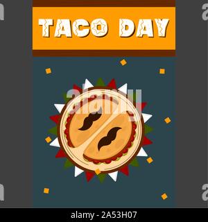 Taco Tag Plakat. Tacos in einem Gefäß-Vector Illustration Stock Vektor